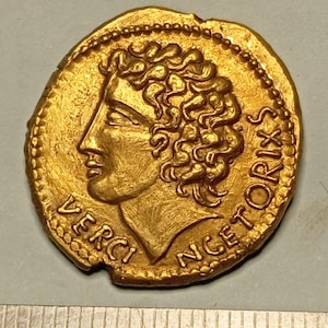 reproductions of ancient coins hand engraving with burin and hammer Gallic stater of Vercingetorix denarii coin Denarius
