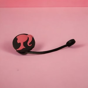 Pink girl straw topper