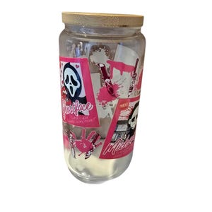 Scary villians glass cup.