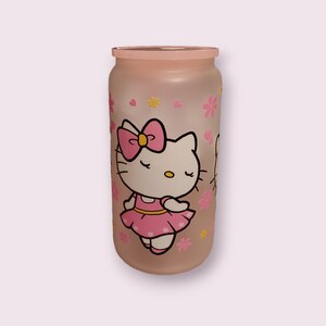Pretty in pink kitty glass cup.