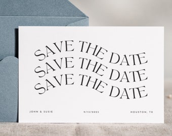 Modern Wavy Save the Date Template Digital Download