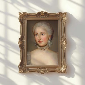 Elegant Lady Portrait Art Print - Rococo Style Vintage Painting, Old Master Artwork, Feminine Antique Wall Decor