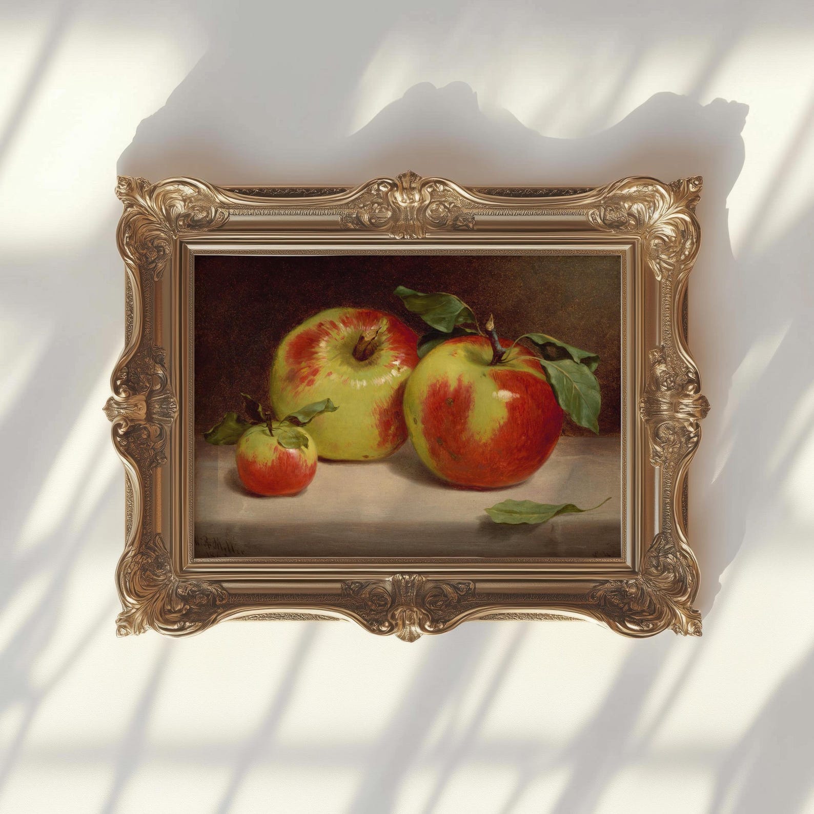 0033 Vintage Apple Still Life Art Print – Rustic Kitchen Fruit Painting ...