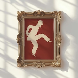 Pierrot Vintage Red Minimal Clown Art Print  - Pierrot Portrait Painting | French Theater Costume | Abstract Artwork