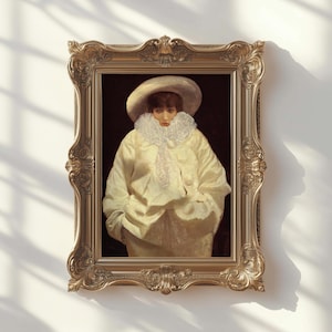 Pierrot Vintage Clown Art Print - Pierrot Portrait Painting | French Theater Costume | Moody Victorian Artwork