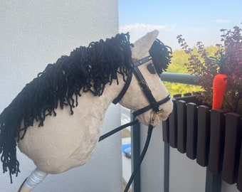 Hobby Horse Yellow Dun – Handmade Stick Horse With Bridle Carrot