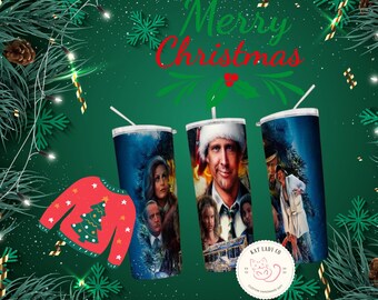 20 oz or 30oz Skinny Tumbler, Christmas Tumbler , Sublimation Christmas movies favorites
