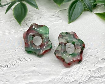 Abstract Stud Earrings, Large Stud Earrings, Statement Bold Earrings, Green Red Marble Stud Earrings, Artsy Studs Earrings for Women, Gifts