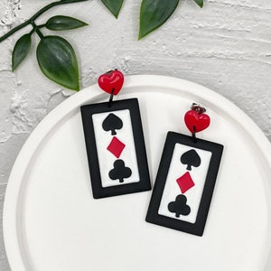 Poker Baumeln Ohrringe, Karte Anzug Baumeln Ohrringe, Mode-Party Geschenk, Club Pik Diamant Herz Symbol Ohrring, Poker Spieler Geschenk Schmuck