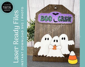 Archivo SVG de fantasma / Boo Crew, decoración de Halloween para láser (descarga digital)