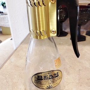 ATOMIC mid century glass decanter  BEAM since 1795 Kentucky bourbon bottle