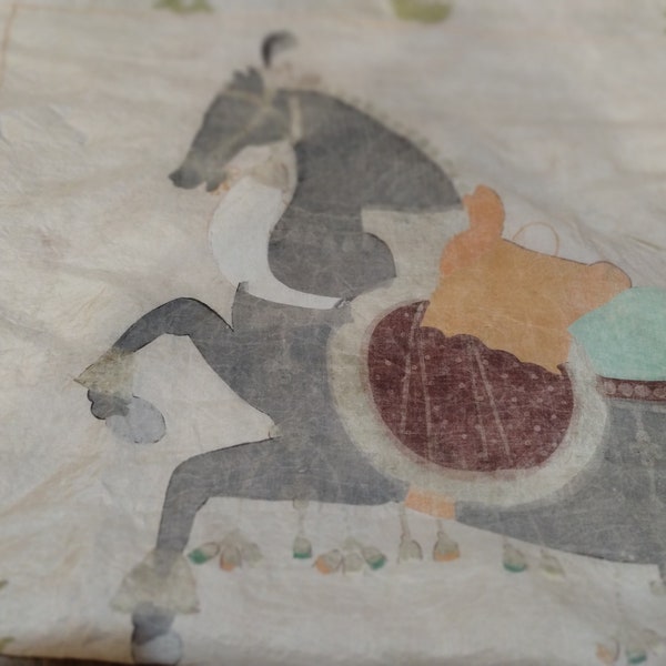 Vintage Equestrian fabric piece for your special  creation.