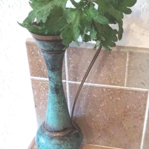 Metal vase pretty color blue/green,   add your summer flowers