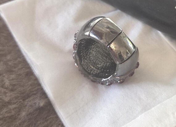 Statement  dome ring vintage red tiny rhinestones - image 5