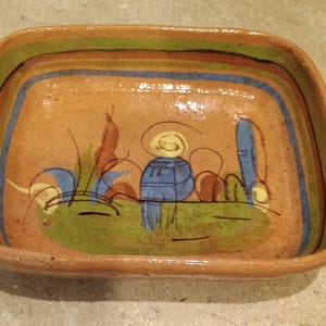 Clay Mexican Pottery tray small nick knack or collectible  pottery