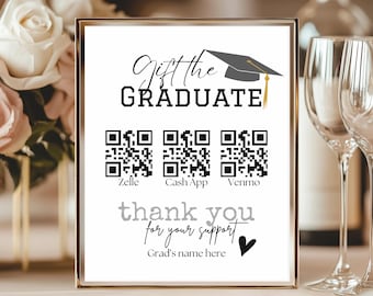 Personalized Graduation QR Code Sign: Scan to Pay Template (Digital Download)