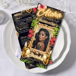 Editable Birthday Picture Menu, Full Picture Menu and Drink Card, 4x9 Event Menu Template, Birthday Dinner Table Menu, Dinner Canva Template