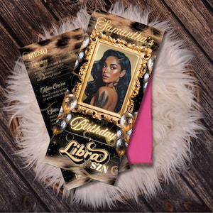 Editable Birthday Picture Menu, Full Picture Menu and Drink Card, 4x9 Event Menu Template, Birthday Dinner Table Menu, Dinner Canva Template