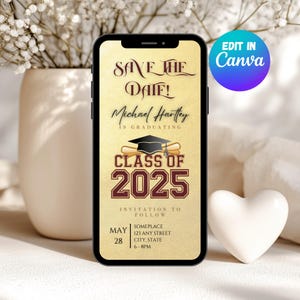 Graduation Save the Date Template, Save the Date Text message, Animated Save Date, Graduation Party Invite, High School, College Invitation