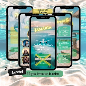 Jamaica Trip Evite, Planejador de Itinerário de Viagem, Programação de Fim de Semana, Editar Modelo Canva, Férias Tropicais, Download Instantâneo, Escapadinha de Aniversário