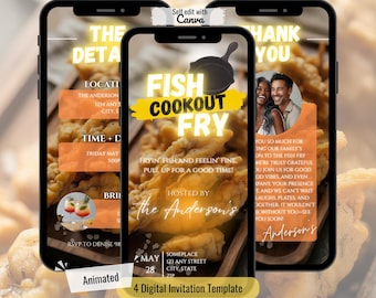 Fish Fry Invitation Template, Seafood Party Invite, Soul Food Cookout Birthday, Fish Fry Flyer, Fish Fry Cook-Off, BBQ cookout Template