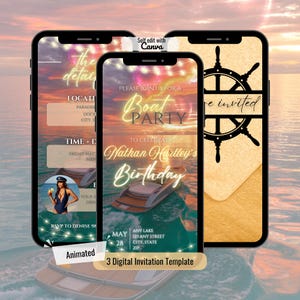 Boat Invitation Template, Boat Party Animated Invite, Editable Boat Party Video Evite, Boat Digital Invitation, Boat Party Video Invite
