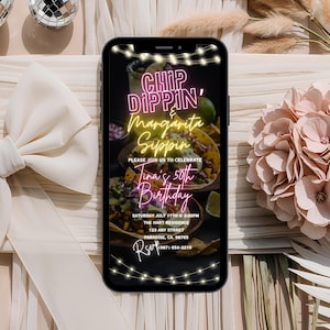 Modèle Chip Dippin Margarita Sippin, Digital Tacos Tequila Party, Invitation Fiesta, Cuisine mexicaine, Invitation d'anniversaire Fiesta