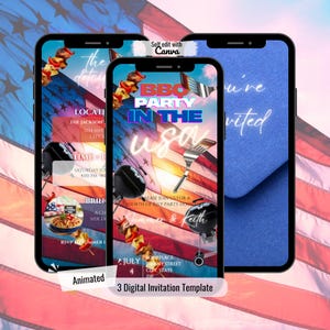Memorial Day Barbecue Invite Template, Family Barbecue Invitation, Memorial Day BBQ, Editable Digital Download  Barbecue Patriotic Invite