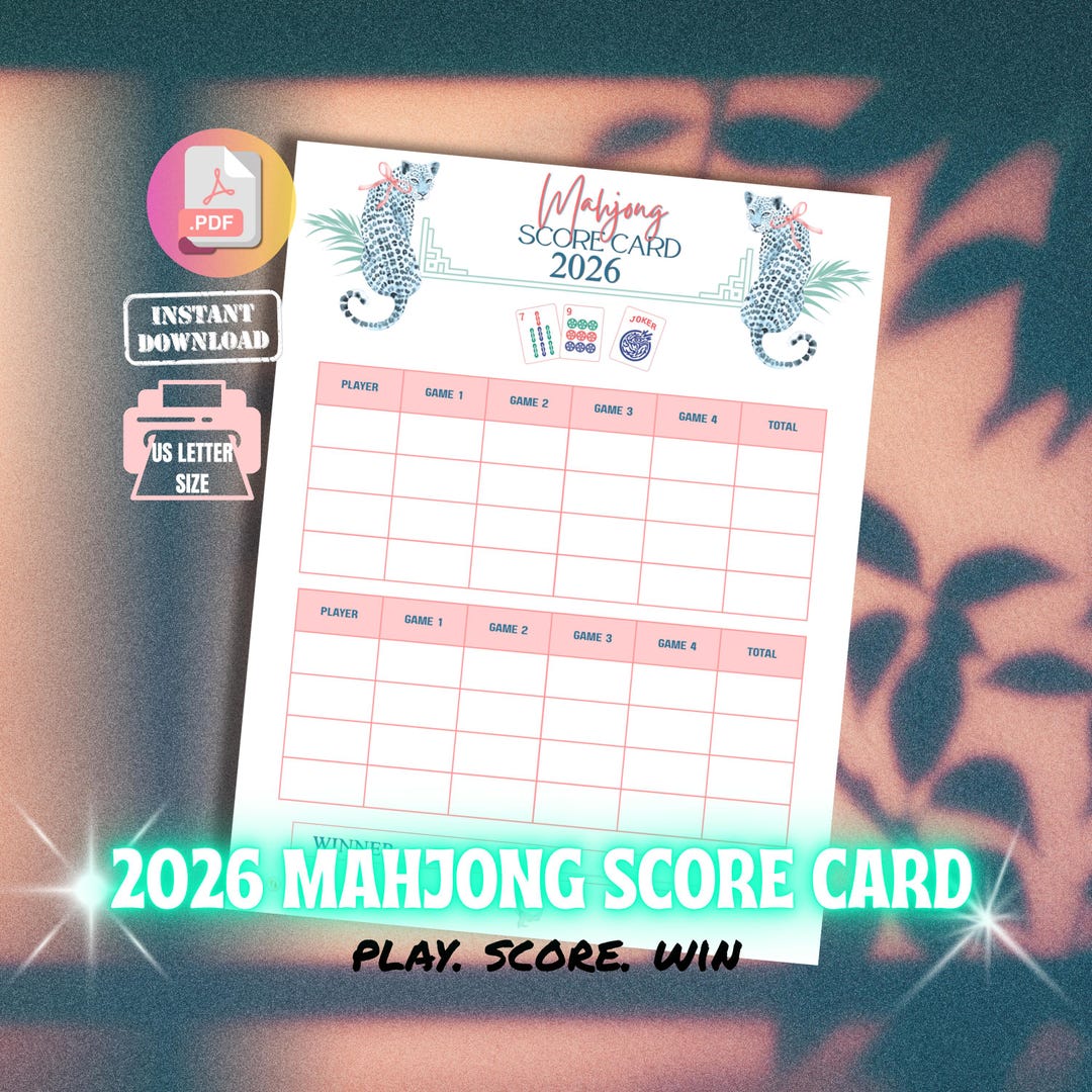 Mahjong Score Card.pdf Mahjong Gift Printable, 2026 Score Card for Mahjong Lover, Ladies Game ...