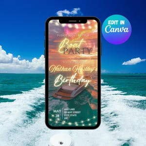 Boat Invitation Template, Boat Party Animated Invite, Editable Boat Party Video Evite, Boat Digital Invitation, Boat Party Video Invite