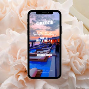 Grecia Viaggio Invito Viaggio Itinerario Planner, Programma Weekend, Modello Vacanze Canva Modificabile, Viaggio Ragazze Compleanno Fuga, Mykonos Grecia