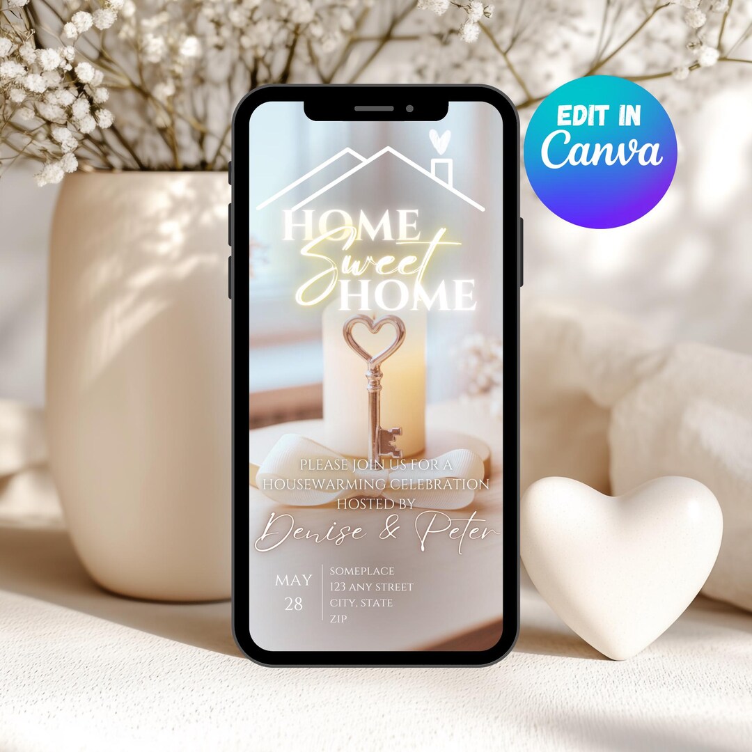 Animated Housewarming Invitation Template, Boho Digital Home Evite ...