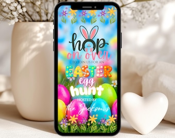 Animated Hop On OverEaster Egg Hunt Invitation Template (Digital Download)