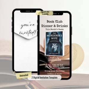 Book Club Invitation Template, Editable Canva Book Club Template, Book Party Flyer, Customizable Library Invite, Reading Party Invitation