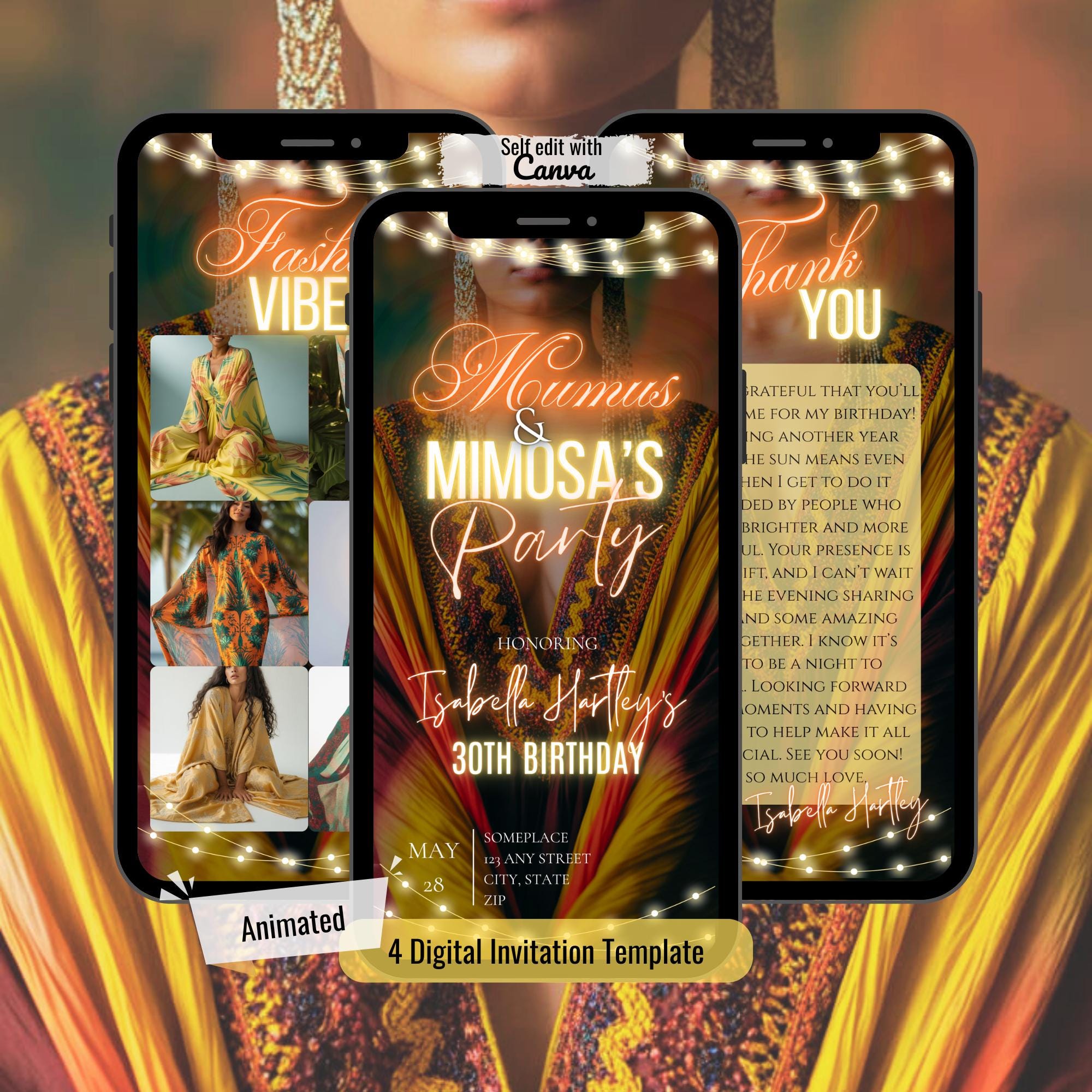 Editable Mumus & Mimosa Party Invitation, Digital Birthday Brunch Evite, Muumuus Girls Night Template, Adult MooMoos Mimosa Night Invite, 3