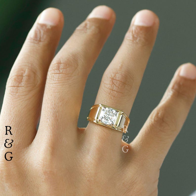 Men's Engagement Ring | 2 CT Solitaire Diamond Men's Ring | Lab Grown ...