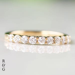 14k gouden diamanten trouwring: stapelbare ring halve eeuwigheid