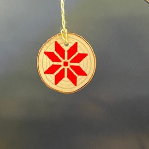 Lithuanian design on wood Christmas ornament