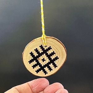 Lithuanian design Christmas wood ornament