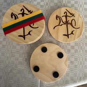 Engraved Vytis design coasters