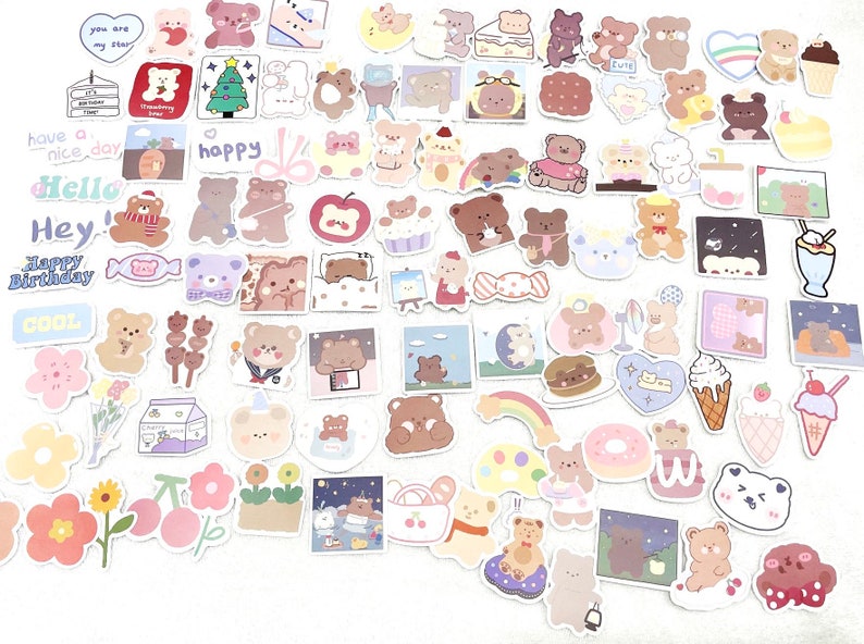 100 Cute Stickers | Stickers for Kids | Weatherproof Sticker Set | for ...