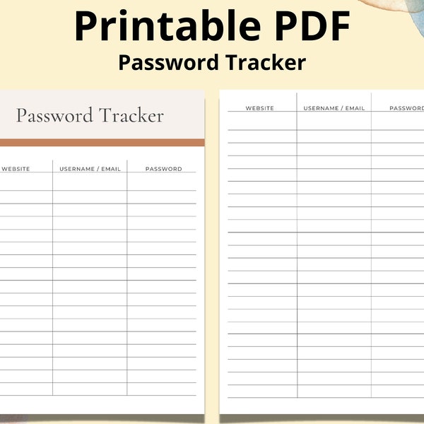 Printable Passcode List, Password Log Template, Password Keeper Worksheet, Editable Login Sheet, User Account Chart, Password Tracker
