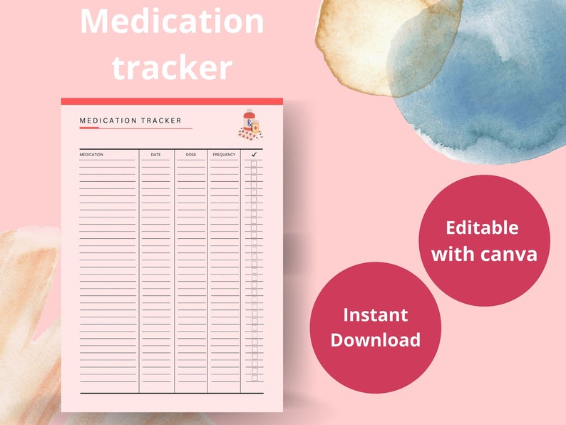 Editable Medication Log Printable Supplement Tracking - Etsy