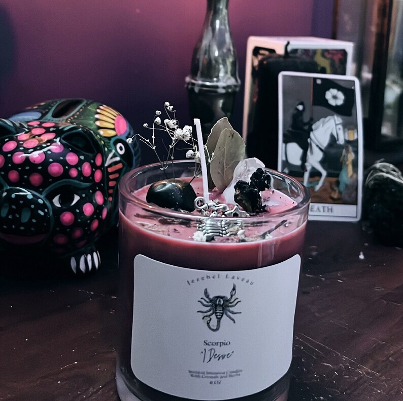 Scorpio Intention Candle Packed With Crystals Herbs and Etsy