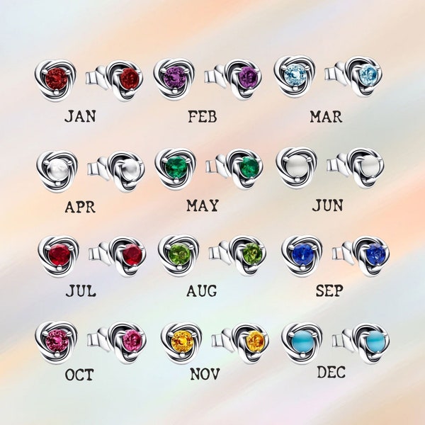 Pandora Months Birthstone Eternity Turquoise Circle Stud Earrings, S925 Sterling Silver Compatible Pandora Charm Earrings, Gift For her