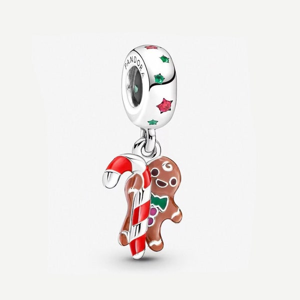 Gingerbread Man Dangle Charm, Charm For Pandora Bracelets, 925 Sterling Silver, Gift for her, Occasion Gift