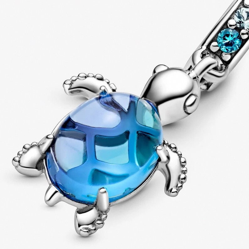 Murano Glass Sea Turtle Dangle Charm, Charm For Pandora Bracelets, 925 Sterling Silver,Occasion Gift,Christmas Gift Valentine's Day Gift 画像 2
