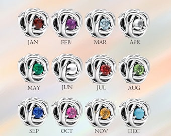 Pandora Birthstone Charms For Charm Bracelet, S925 Sterling SilverEternity Circle Charm, Beads Charms, Gemstone Crystal Charm Gift For Her