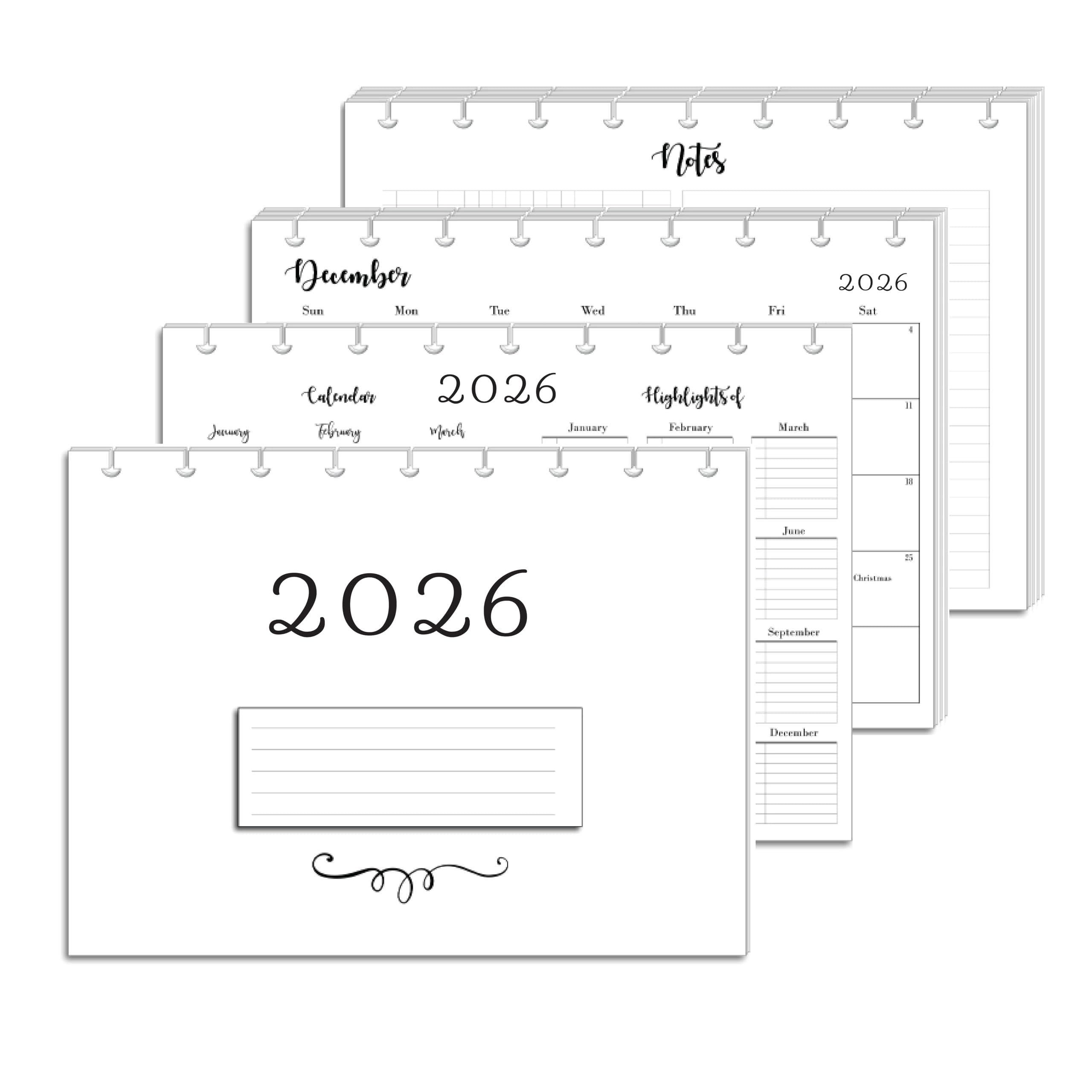 Disc Calender 2026 Disc Planner Refills: Monthly Calendar (multiple Sizes) - Etsy