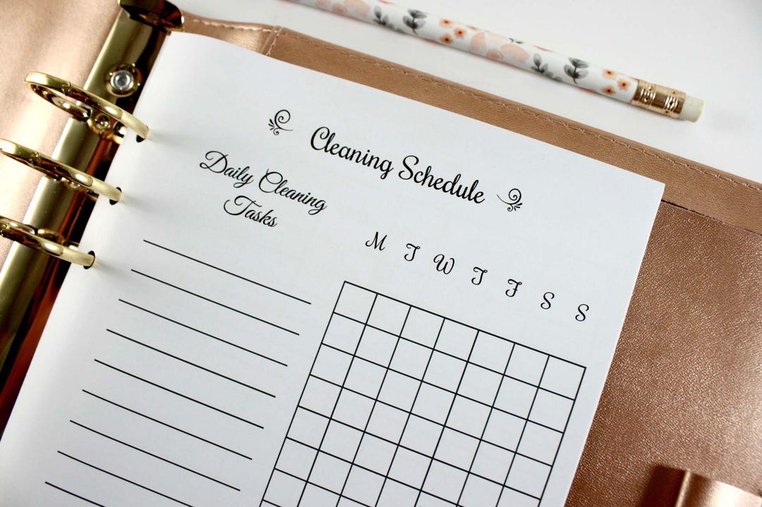 A5 Size Planner Cleaning Schedule Inserts, A5 Size Cleaning Planner ...